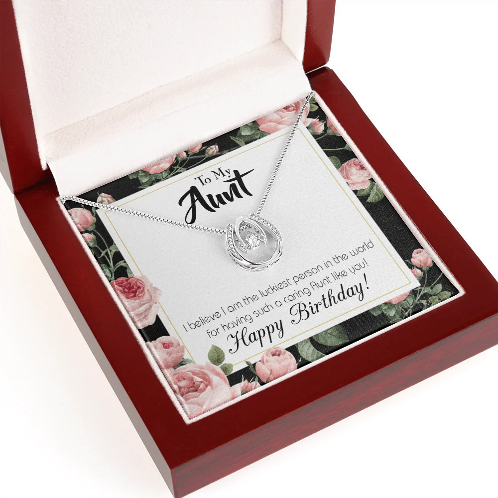 Aunt Like You Lucky Horseshoe Necklace Luxury Box